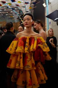 Backstage at the Carolina Herrera spring 2026 ready-to-wear show at New York Fashion Week.