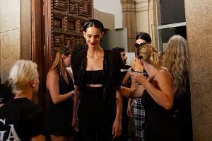 Backstage at the Carolina Herrera spring 2026 ready-to-wear show at New York Fashion Week.