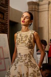 Backstage at the Carolina Herrera spring 2026 ready-to-wear show at New York Fashion Week.