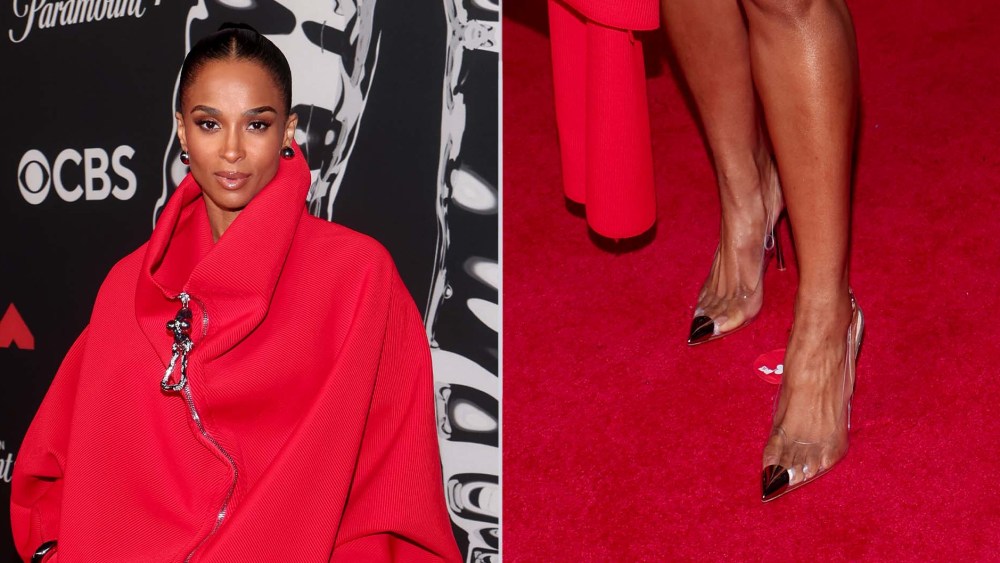 Ciara wears a Gianvito Rossi Plexi Metal Cap-Toe Slingback Pumps on the 2025 MTV VMAs red carpet.