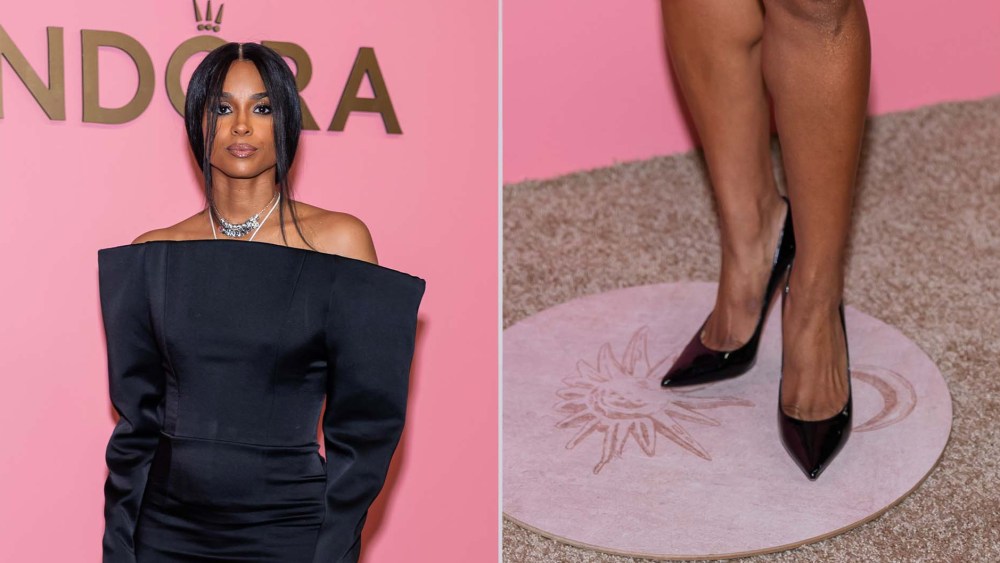 Ciara wears Jimmy Choo's Anouk pumps to celebrate the launch of Pandora's Talisman Collecton in New York on Monday evening.