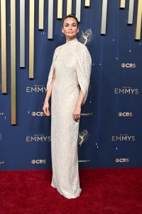 Caroline Ribeiro at the 77th Primetime Emmy Awards held at the Peacock Theater on September 14, 2025 in Los Angeles, California.