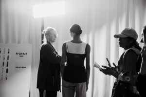 Backstage at the Fforme spring 2026 ready-to-wear show at New York Fashion Week.