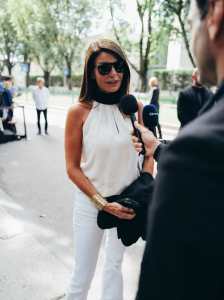 Giovanna Battaglia Engelbert attends Giorgio Armani Memorial in Milan over the weekend.