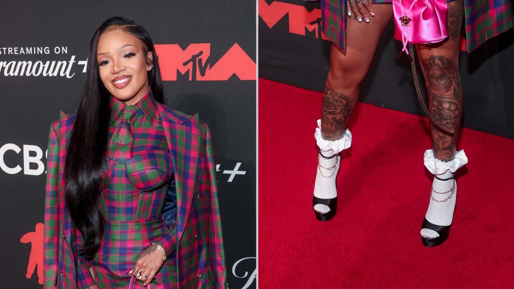 GloRilla in black satin peep-toe pumps and frilled socks at the MTV Video Music Awards 2025 held at UBS Arena on Sunday in New York.