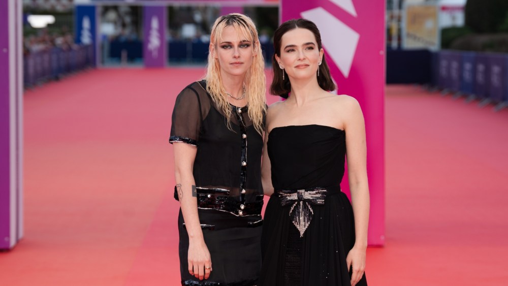 Kristen Stewart, left, and Zoey Deutch wear Chanel at the 51st Deauville American Film Festival on Sept. 12, 2025 in Deauville, France.