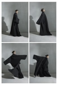 Balmain wool cape coat; Loro Piana silk turtleneck; AnOnlyChild wool pants; Mark Cross gloves; Tiffany HardWear large link earrings in white gold with pavé diamonds