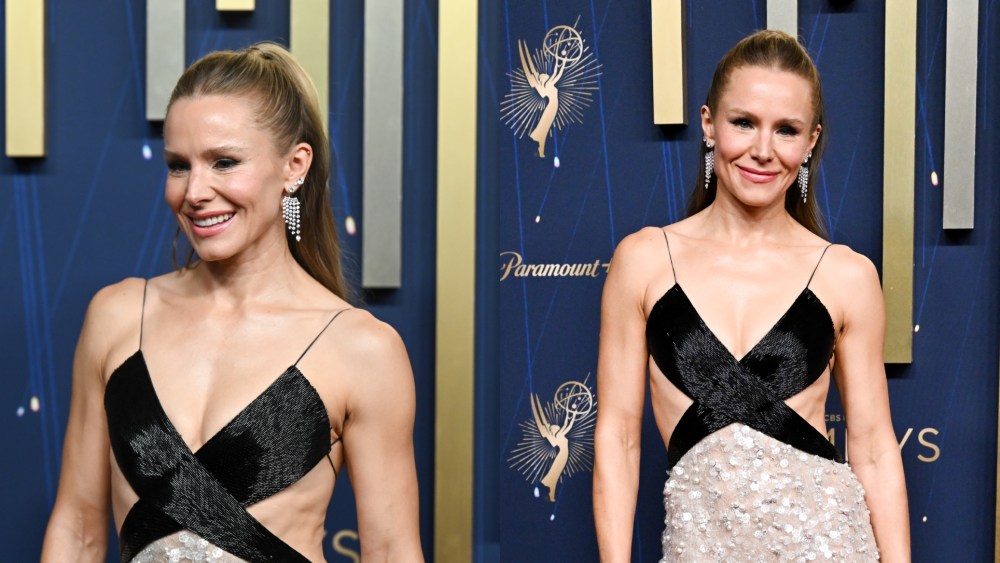 Kristen Bell wears Armani Privé at the Emmy Awards 2025 on Sept. 14 in Los Angeles.