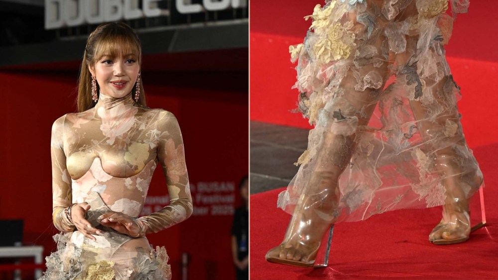 Blackpink's Lisa in clear Margiela Tabi wedge ankle boots at the Busan International Film Festival opening ceremony on Wednesday.
