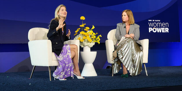Marina Larroudé Katie Abel at the Women in Power Forum held at the Glasshouse on September 08, 2025 in New York, New York.