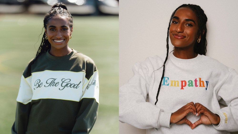 Naomi Girma models apparel from The Mayfair Group's Mayfair U 'Be the Good' campaign.