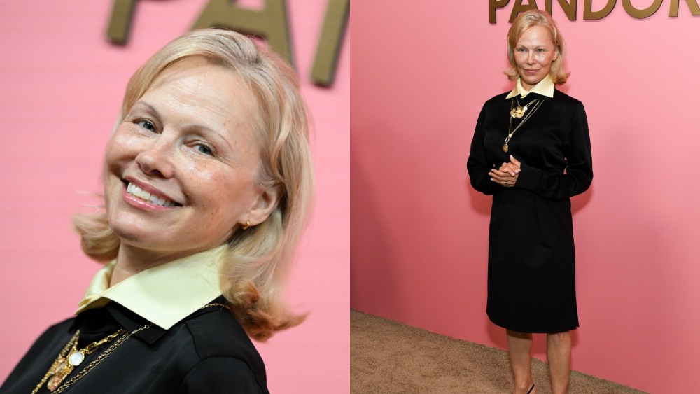 Pamela Anderson wears Pandora Talisman jewelry to the Pandora Talisman launch event on Sept. 8, 2025 in New York City.