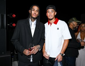 Jordan Clarkson, Devin Booker, Lindsay Peoples at the Public School New York Club Supper during New York Fashion Week