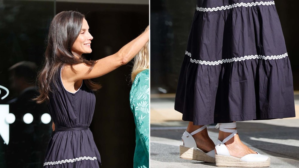 Queen Letizia of Spain in Picón Wedge Espardrilles in Madrid on Wednesday.