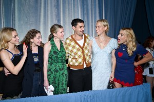 Madeline Brewer, Micaela Diamond, Lily Rabe, Christopher Abbott, Tommy Dorfman, and Busy Philipps front row at the Susan Alexandra x Rachel Antonoff Dog Show 2026.