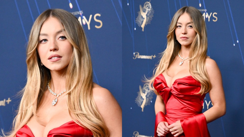 Sydney Sweeney wears custom Oscar de la Renta to the 2025 Emmy Awards.