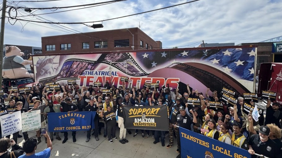 Teamsters rally in Queens, New York.