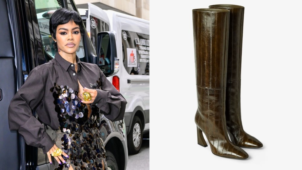 Teyana Taylor wears Fendi boots for 'Sherri' appearance in New York to promote 'One Battle After Another.'