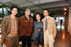 Holden Fraser, Brendan Fraser, Micaela Diamond and Ben Ahlers at Todd Snyder Spring 2026 Ready-to-Wear Show.