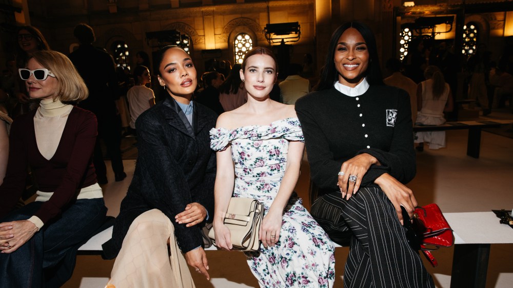 Tessa Thompson, Emma Roberts and Ciara at the Tory Spring 2026 Ready-to-Wear show