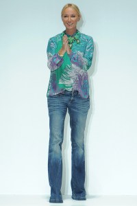 Designer Frida Giannini on the runway after Gucci's spring 2013 show. (Photo by Davide Maestri/WWD/Penske Media via Getty Images)