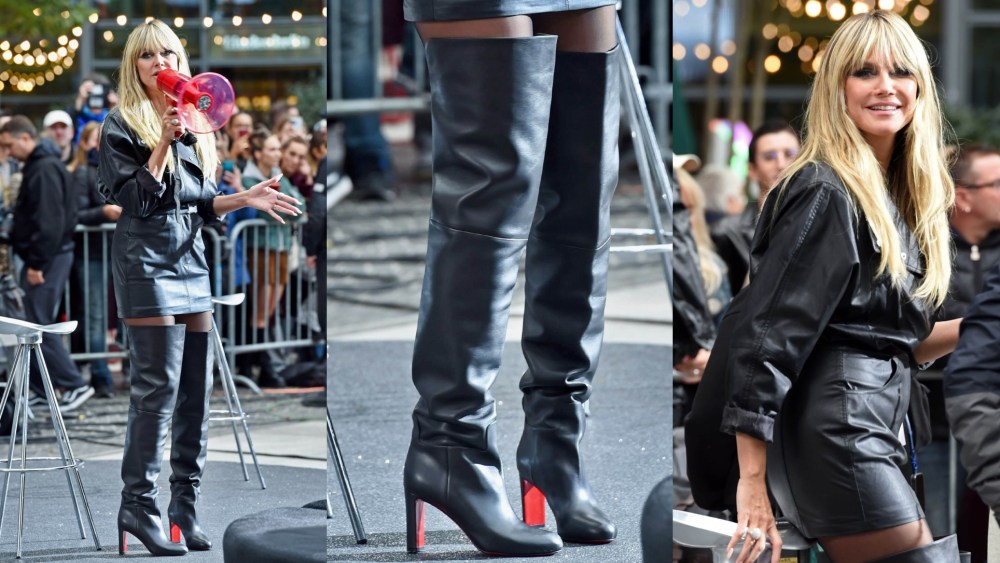 Heidi Klum films for the upcoming season of "Germany's Next Topmodel" at Potsdamer Platz on October 11, 2025 in Berlin, Germany.