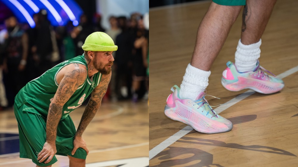 On Thursday, Justin Bieber played basketball at The League in Adidas' Anthony Edwards 1 sneakers.