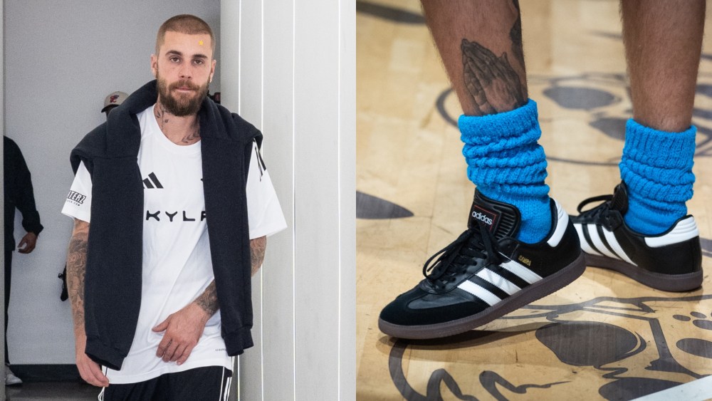 Justin Bieber enters the court at The League on October 14, 2025 in Los Angeles.