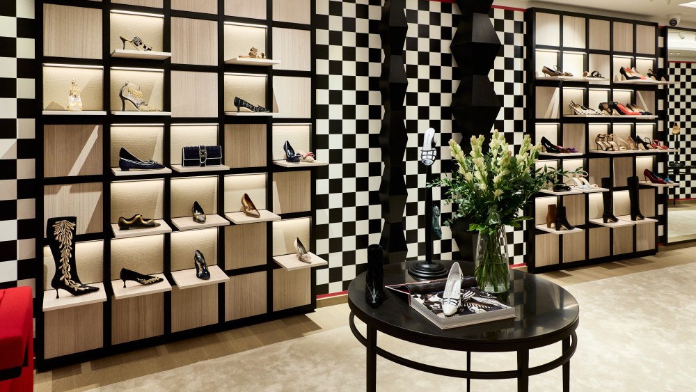 Inside the Manolo Blahnik store in Milan.