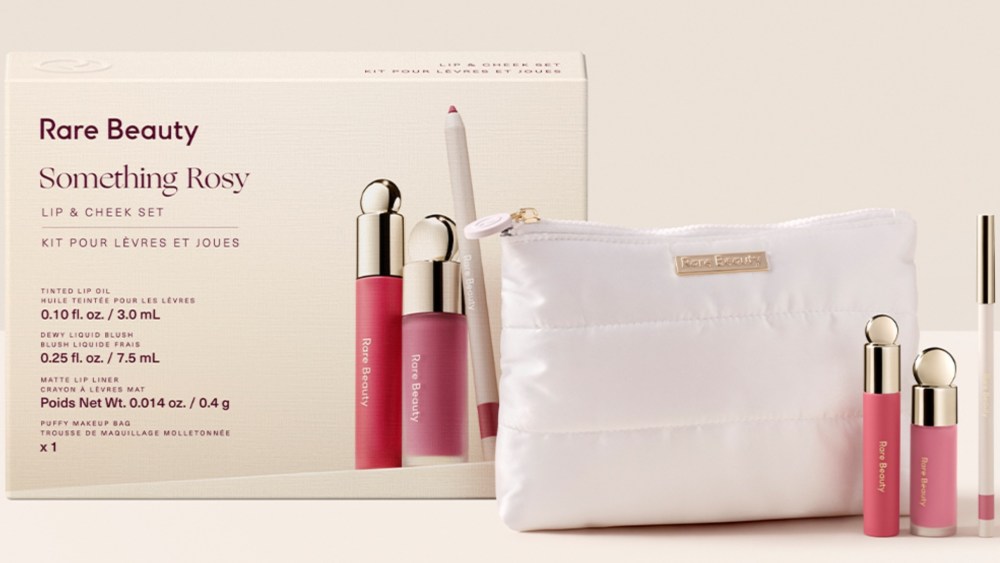 Selena Gomez's new Something Rosy Lip and Cheek Set for Rare Beauty.