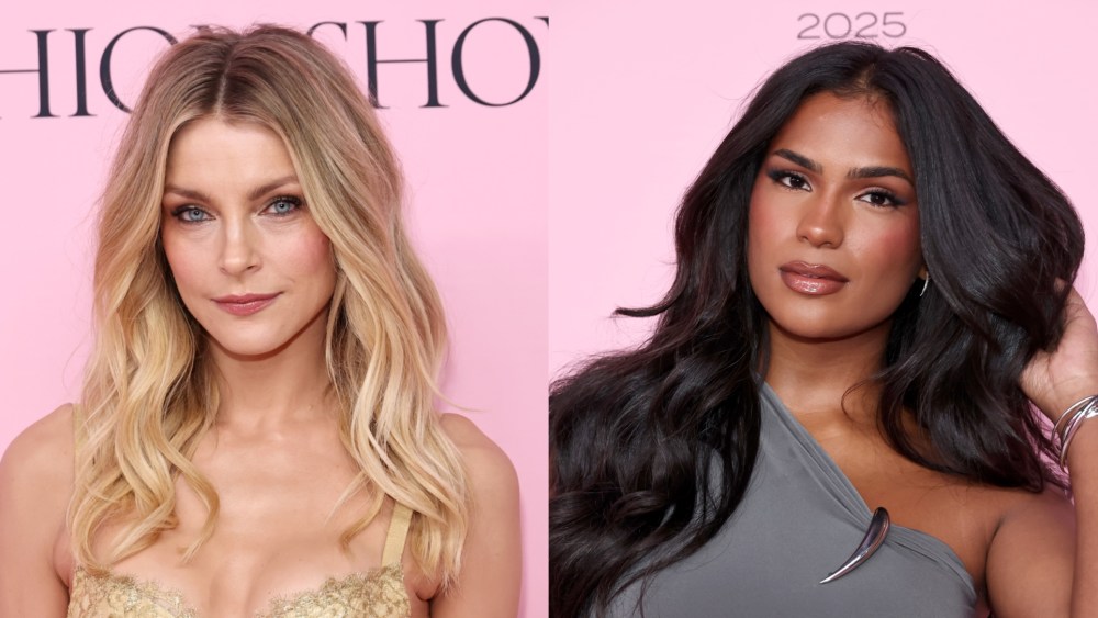 Jessica Stam and Monet McMichael on the Victoria's Secret Fashion Show pink carpet.