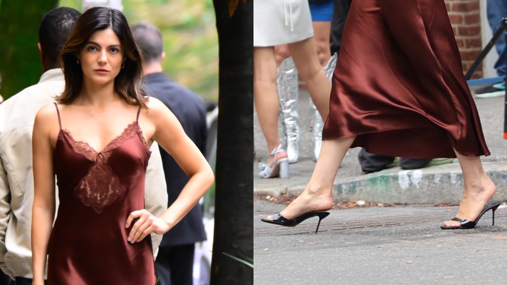 Monica Barbaro on the set of 'One Night Only' on Oct. 14, 2025 in New York City.
