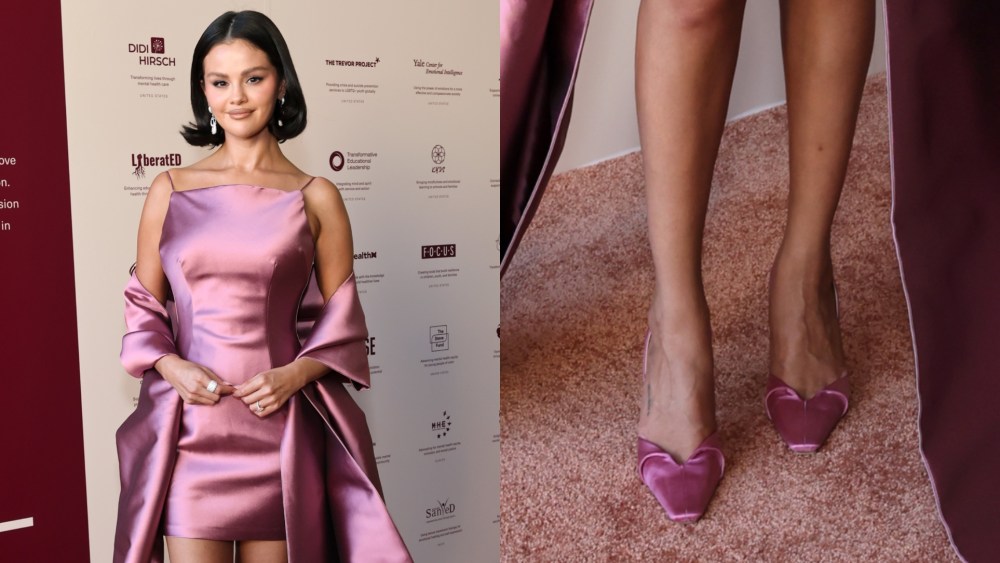 On Wednesday night, Selena Gomez hosted the third annual Rare Impact Fund Benefit, where she arrived in pink satin pumps.