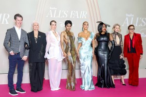 PARIS, FRANCE - OCTOBER 21: (L-R) Craig Erwich, President, Disney Television Group, Glenn Close, Sarah Paulson, Teyana Taylor, Kim Kardashian, Niecy Nash-Betts, Naomi Watts and H√©l√®ne Etzi attend the "All's Fair" Disney+ Premiere at Maison de La Chimie on October 21, 2025 in Paris, France.  (Photo by Pascal Le Segretain/Getty Images)
