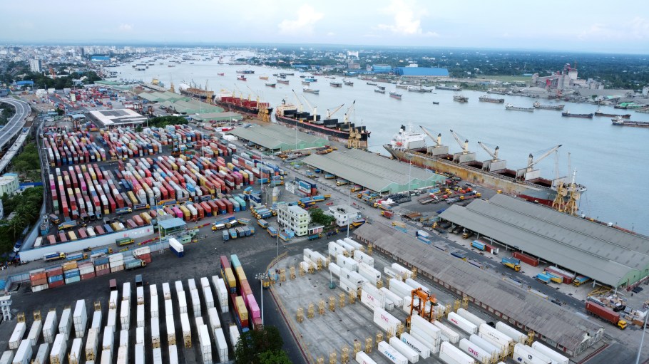 Apparel makers reroute shipments through ports in Colombo and Singapore and airports in Dhaka and Sylhet as logistics ties with India fray.
