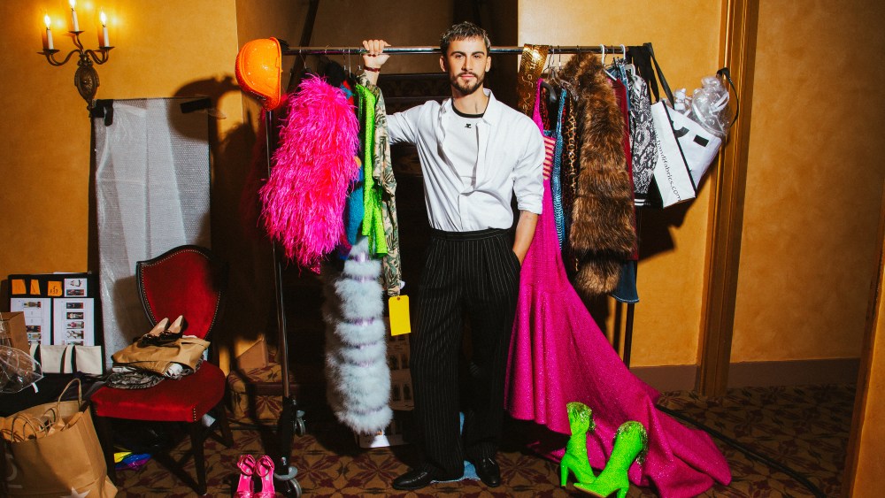 Christian Cowan and his designs for the broadway show Queen of Versailles backstage at the St.James Theater.