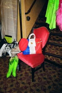 Christian Cowan and his designs for the broadway show Queen of Versailles backstage at the St.James Theater.
