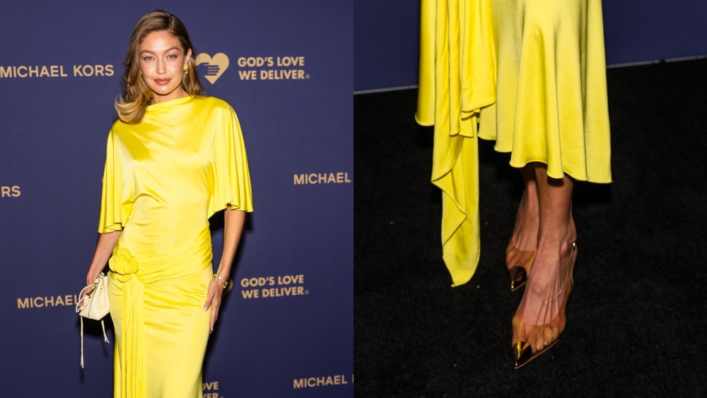 Gigi Hadid attended the 2025 Golden Heart Awards in clear heels.