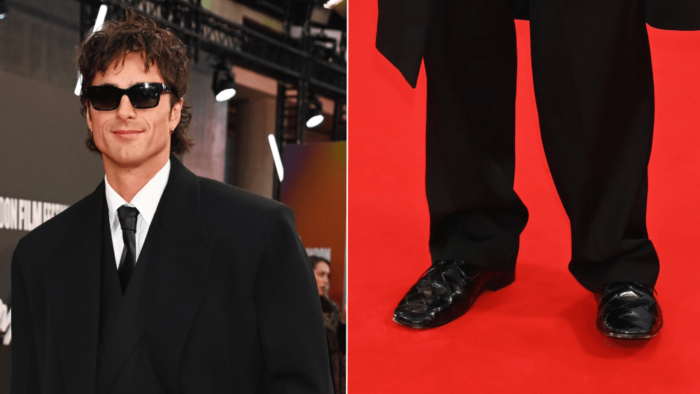 Jacob Elordi wearing Bottega Veneta's Roma Lace-Up Shoes at the BFI London Film Festival at the "Frankenstein" premiere on Monday.
