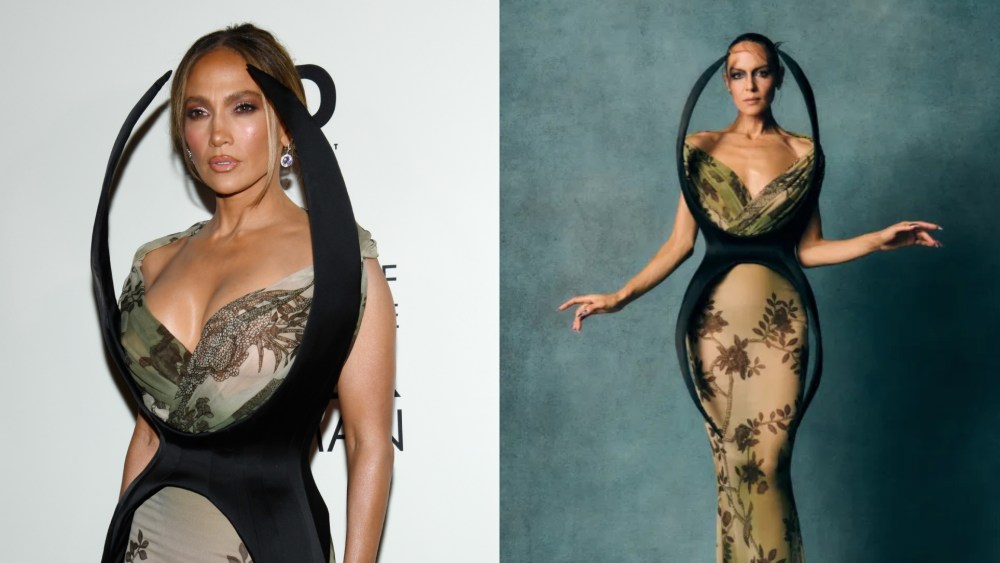 Jennifer Lopez wears Harris Reed at the Kiss of the Spider Woman New York Screening on Oct. 6, 2025 in New York City.