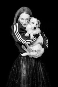 Willy Chavarria and Adidas polyester Chavarria Princess track jacket and Carolina Herrera synthetic petticoat skirt with lace overlay; Khaite shoes; Tiffany Victoria Tennis Bracelet in platinum with diamonds; Vintage Movado Museum watch.