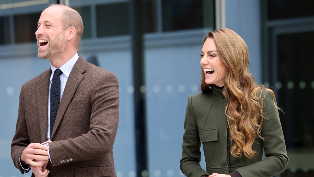 Kate Middleton wears a McQueen military green coatdress for her visit to the Northern Ireland Fire & Rescue Service’s (NIFRS) new Learning and Development College on Oct. 14, 2025 in Cookstown, Northern Ireland.