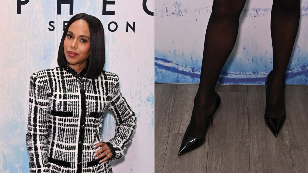 Kerry Washington at CultureCon in Harlem, New York on Tuesday night wearing Louboutin Miss Z Pumps in black patent leather.