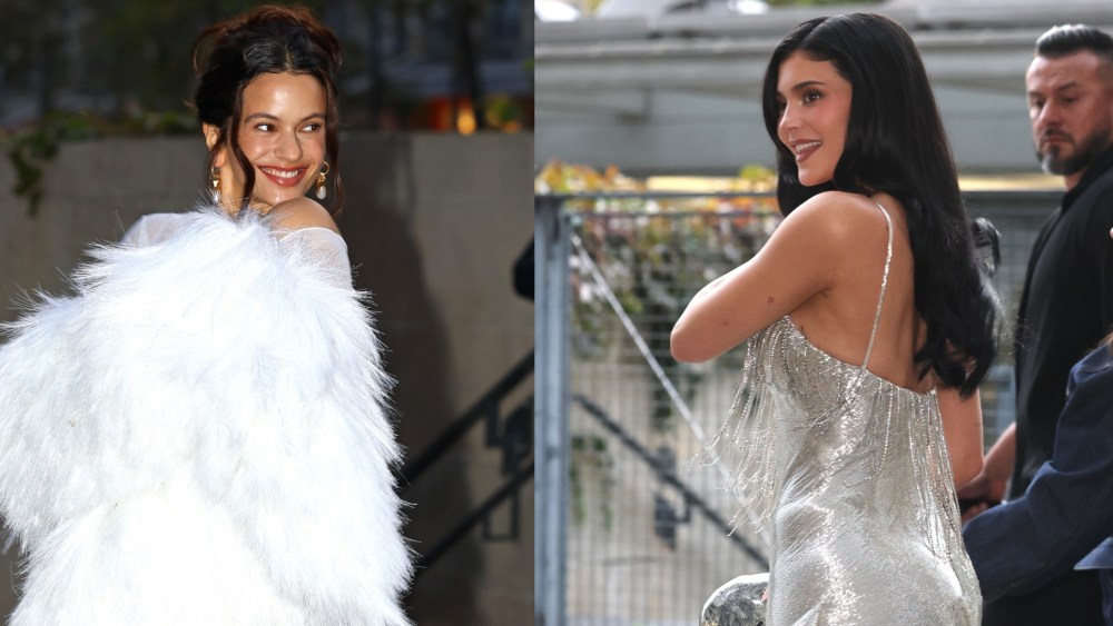 Kylie Jenner and rosalia arriving at Schiaparelli during the spring 2026 show as part of Paris Fashion Week on Thursday in Paris, France.