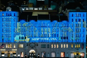 The Loro Piana animation of the facade of Bergdorf Goodman.