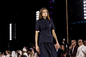 A look from Mona Alshebil Spring 2026 at Riyadh Fashion Week.