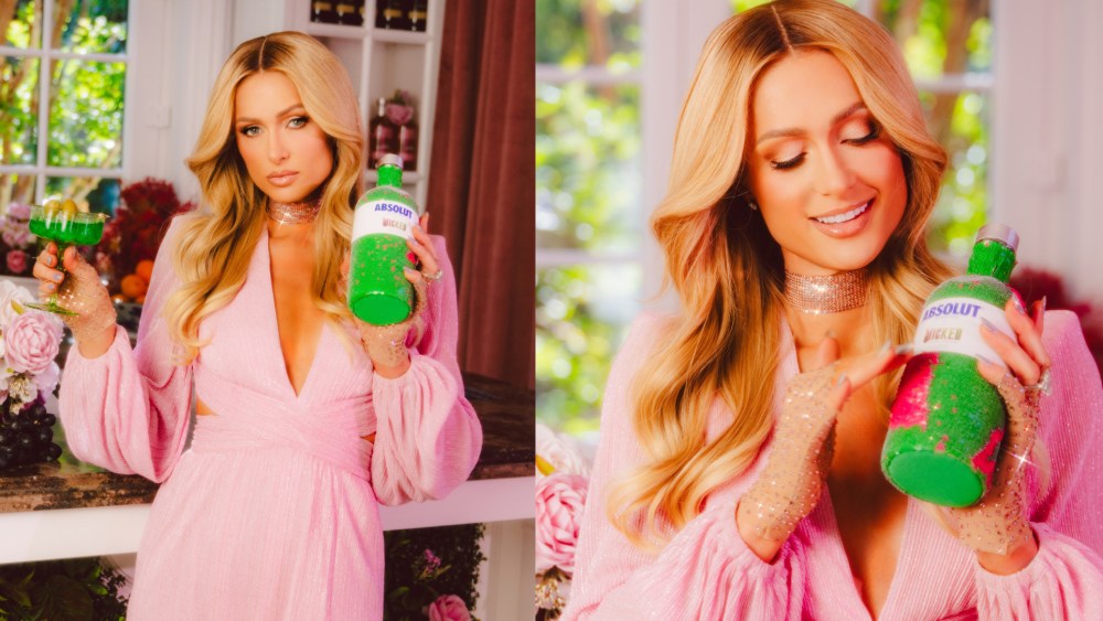 Paris Hilton promoting the new Absolut-ly Wicked Good Cocktail Collection.