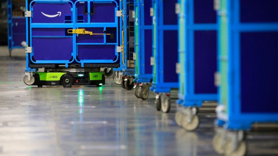 Amazon's autonomous mobile robot, Proteus, in a warehouse.