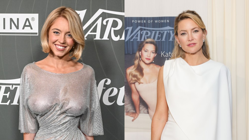 Sydney Sweeney, left, and Kate Hudson at Variety's 2025 Power of Women on Oct. 29, 2025 in Beverly Hills, Calif.