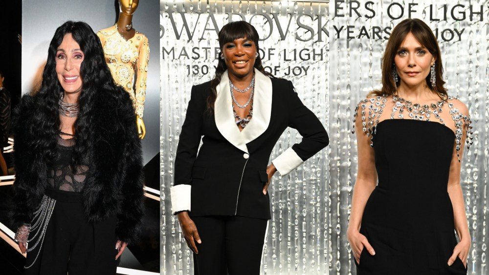 Cher, Venus Williams and Elizabeth Olsen at the Swarovski Masters of Light Opening Celebration on Oct. 28, 2025 in Los Angeles.